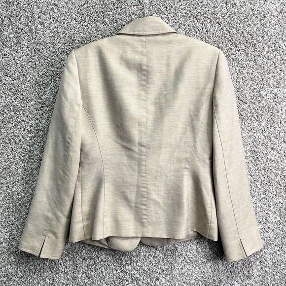 Lafayette 148 Blazer Women’s 4 Tan Wool & Linen Single Button Long Sleeve Jacket - Picture 5 of 7